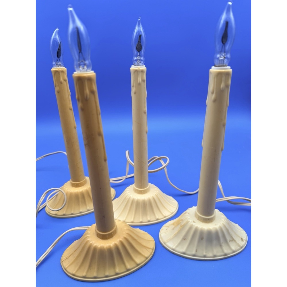 Vintage NOMA Christmas Window Candles Set 4 Electric Wax Drip Lights Tested
